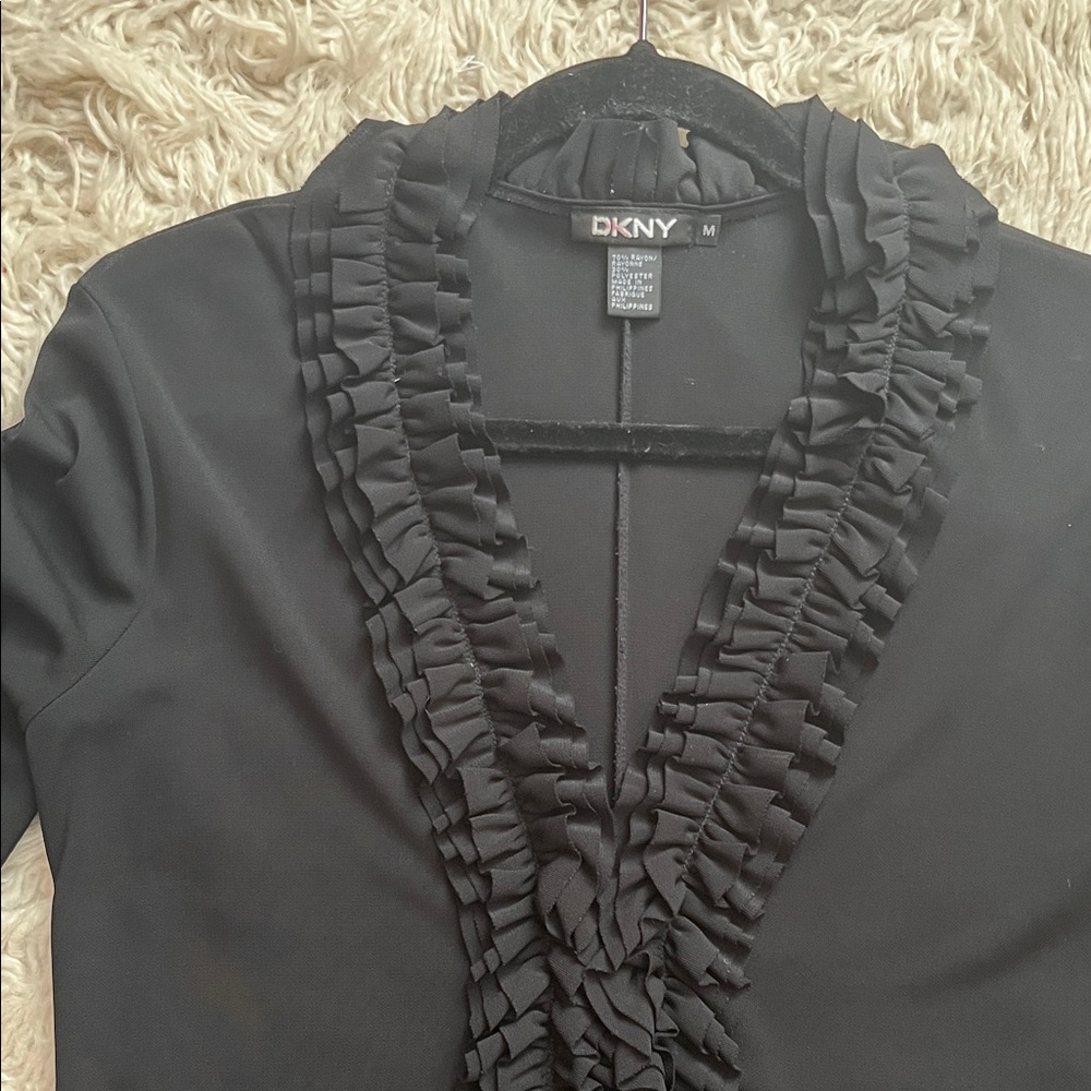 DKNY Elegant Black Long Sleeve Dress